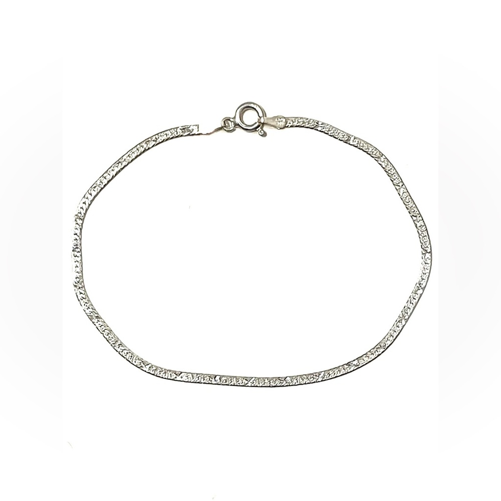 Sterling Silver 925 Dainty Herringbone Bracelet 7.75”